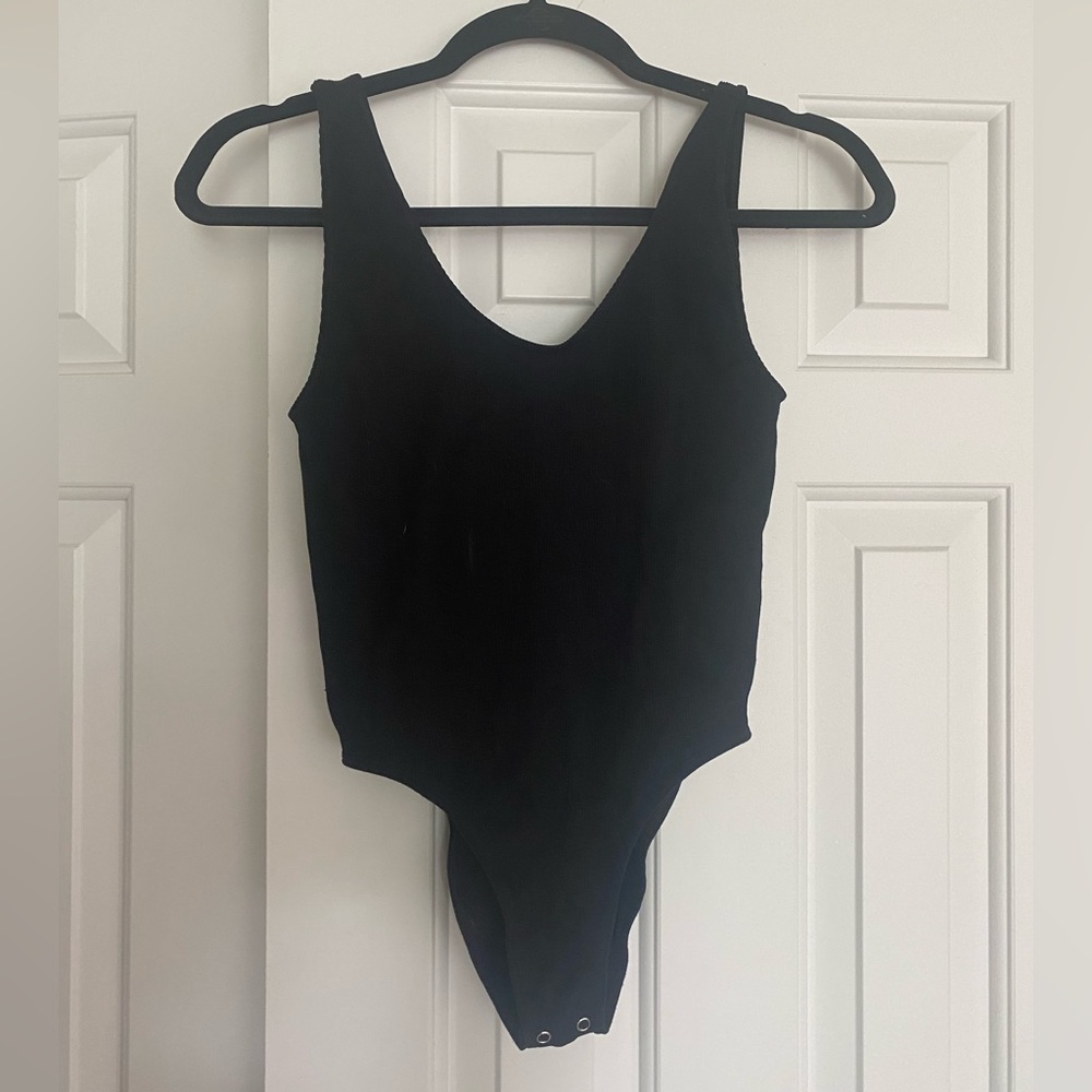 Black Ribbed Bodysuit